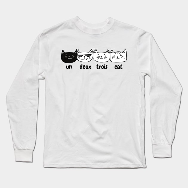 French cats cute un deux trois cat counting cats Long Sleeve T-Shirt by From Mars